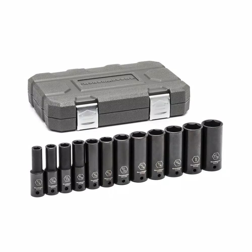 GEARWRENCH 1/2 in. Drive 6-Point Deep SAE Impact Socket Set, 12-Piece
