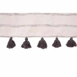 3R Studios Grey Striped Cotton Woven Throw Blanket with Tassels thumbnail 4