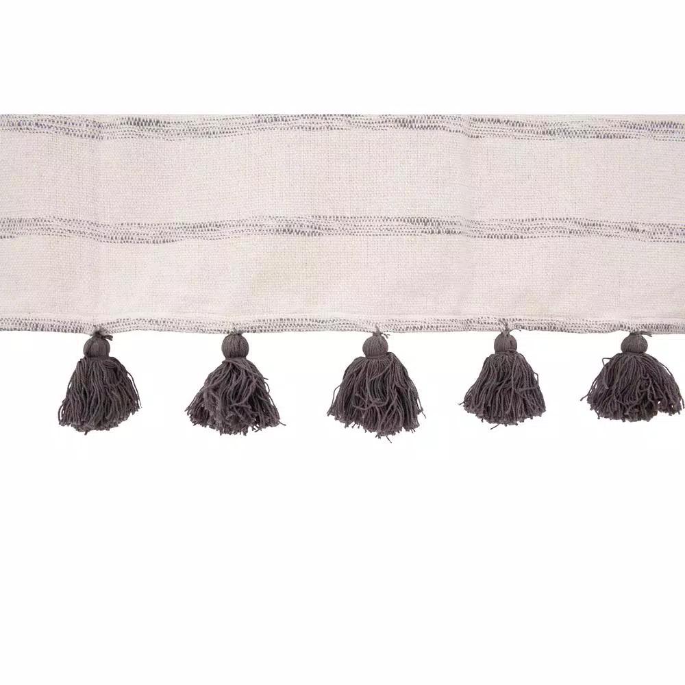 3R Studios Grey Striped Cotton Woven Throw Blanket with Tassels