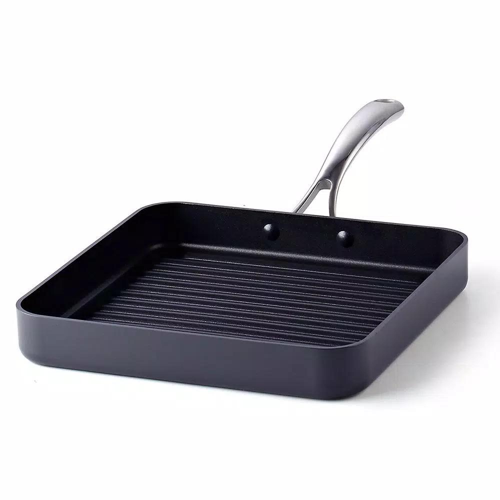 Cooks Standard 11 in. Hard-Anodized Aluminum Nonstick Square Grill Pan, Black