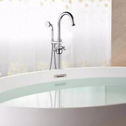 Vanity Art 48 in. Freestanding Single-Handle Claw Foot Tub Faucet with Hand Shower, Polished Chrome thumbnail 2