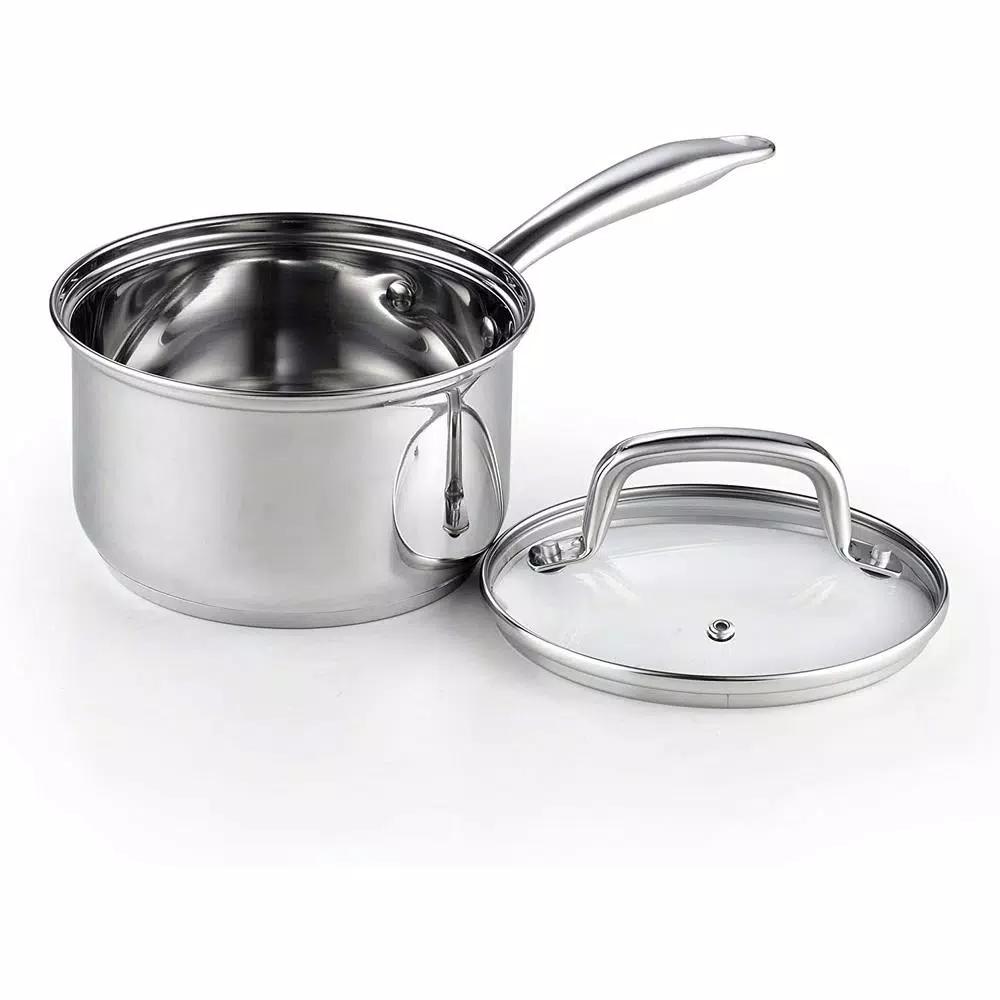 Cook N Home 2 qt. Stainless Steel Saucepan with Tempered Glass Lid