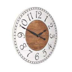 BrandtWorks Oversized Antique White Farmhouse Wall Clock - Distressed Wood Slat Design thumbnail 2