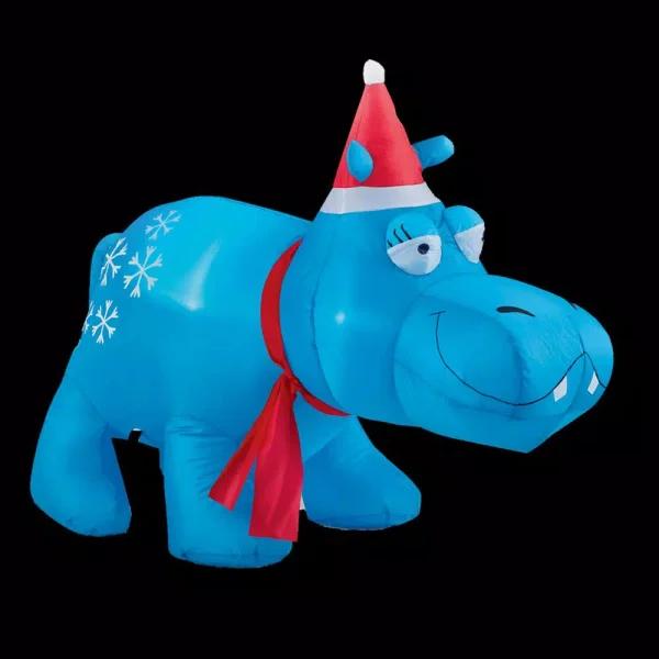 Brite Star 3.5 ft. Blue Hippo Inflatable Airblown Decor with LED Lights