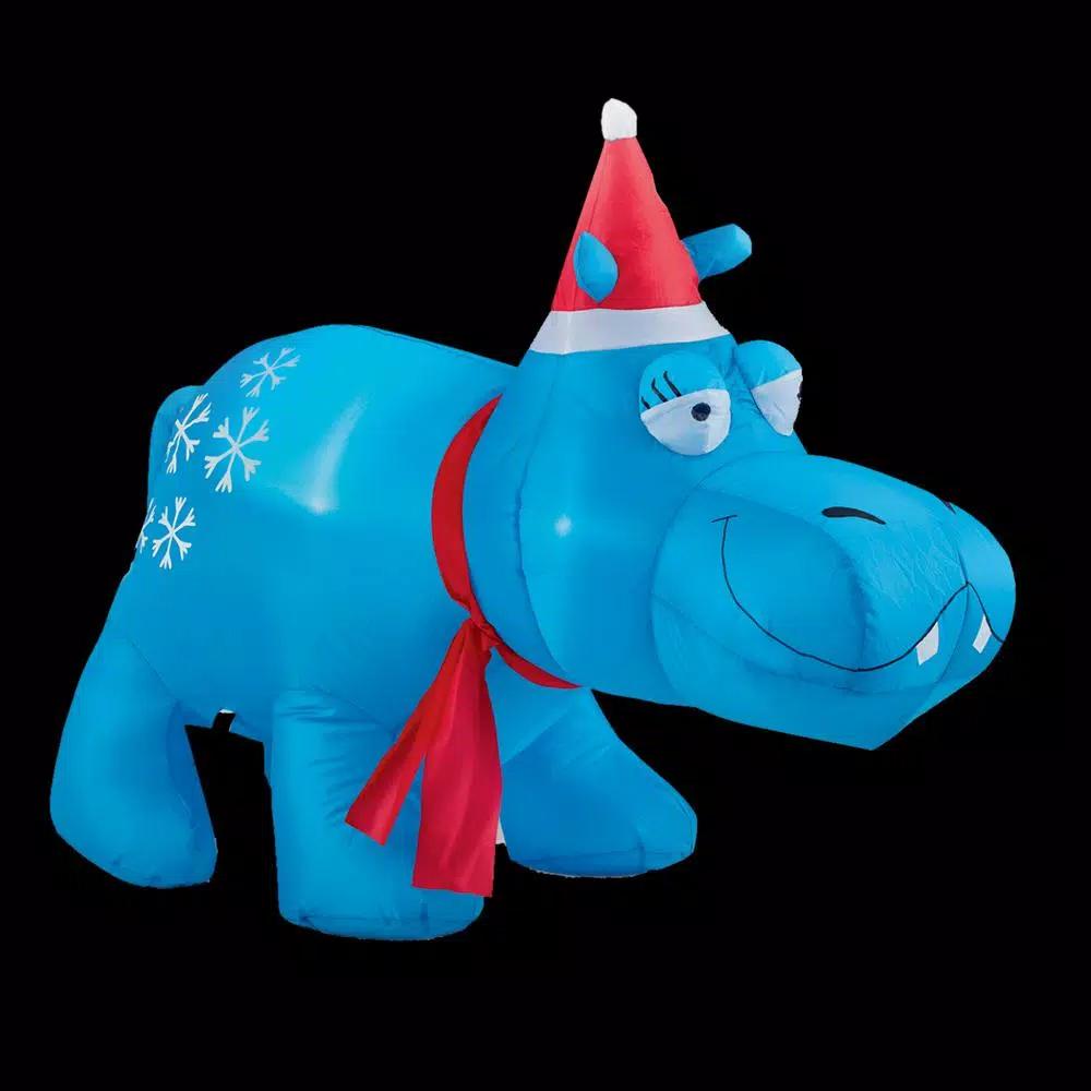 Brite Star 3.5 ft. Blue Hippo Inflatable Airblown Decor with LED Lights