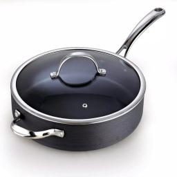 Cooks Standard 5 Qt. Hard-Anodized Aluminum Nonstick Deep Saute Pan with Glass Lid, Black thumbnail 1