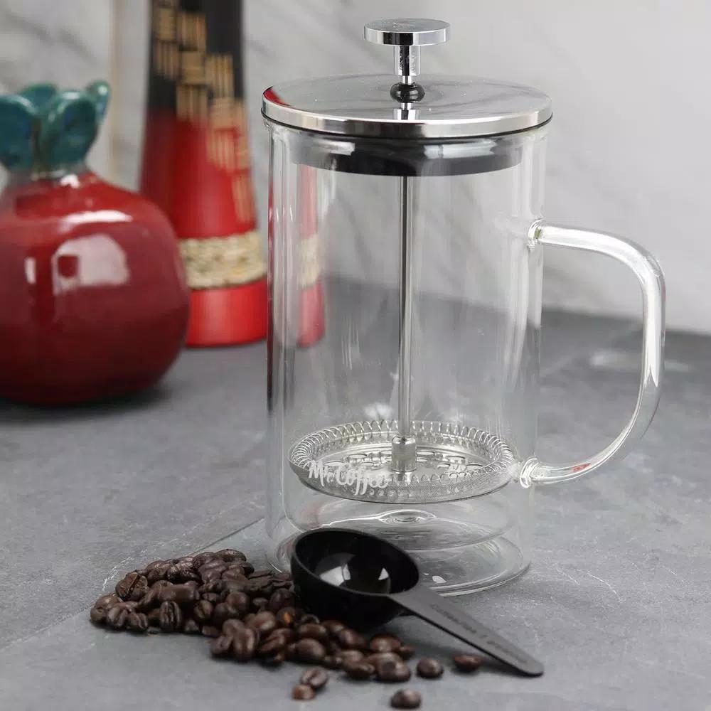 Mr. Coffee Hyland 20 oz French Press Coffee Maker with Scoop, Clear Glass