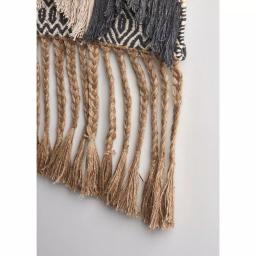 LR Home Trellis Beige and Charcoal Geometric Braided Fringed Wall Tapestry thumbnail 6