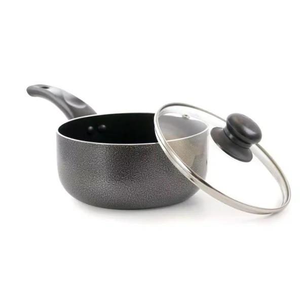 Better Chef 2 Qt. Aluminum Nonstick Saucepan with Tempered Glass Lid, Gray