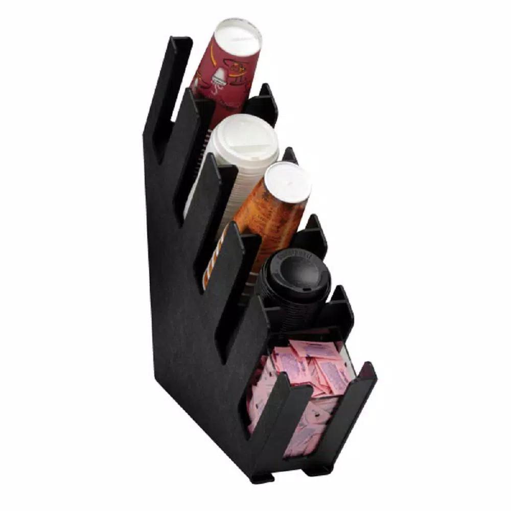 Unbranded Black 5-Section Countertop Cup and Lid Organizer for 6 oz. to 44 oz. Cups