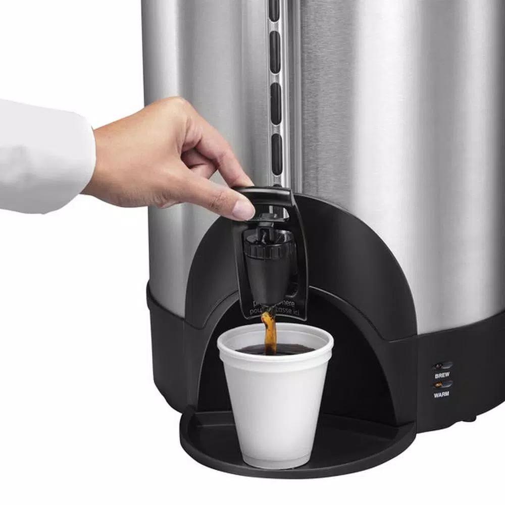 Professional Series 100-Cup Stainless Steel Coffee Urn, 1500W Double Wall Insulated Coffee Maker