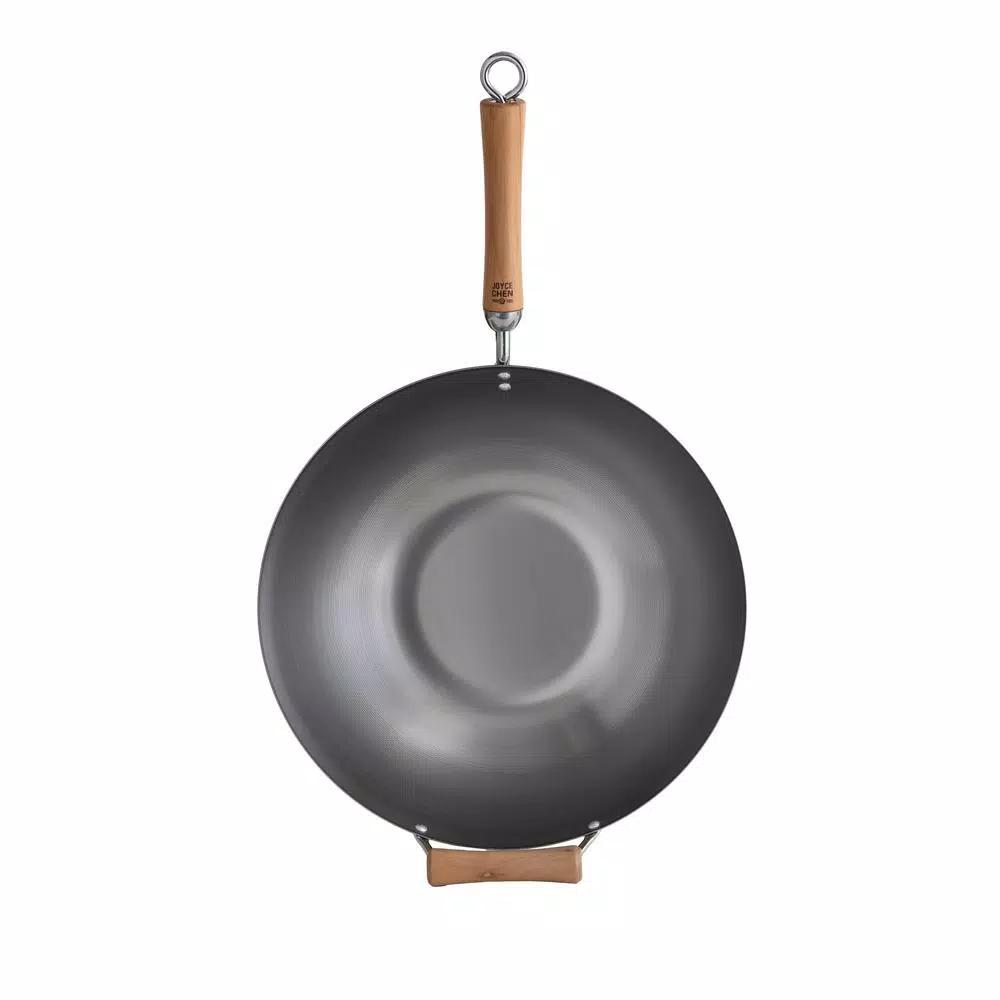 Honey-Can-Do Joyce Chen 14 in. Carbon Steel Wok with Removable Birchwood Handle