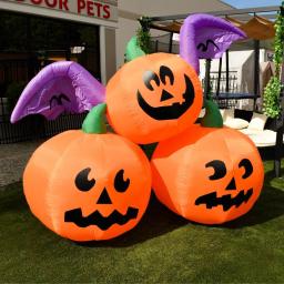 ALEKO's 6 ft. Pre-Lit Winged Jack-O-Lantern Trio Halloween Inflatable Decor thumbnail 2