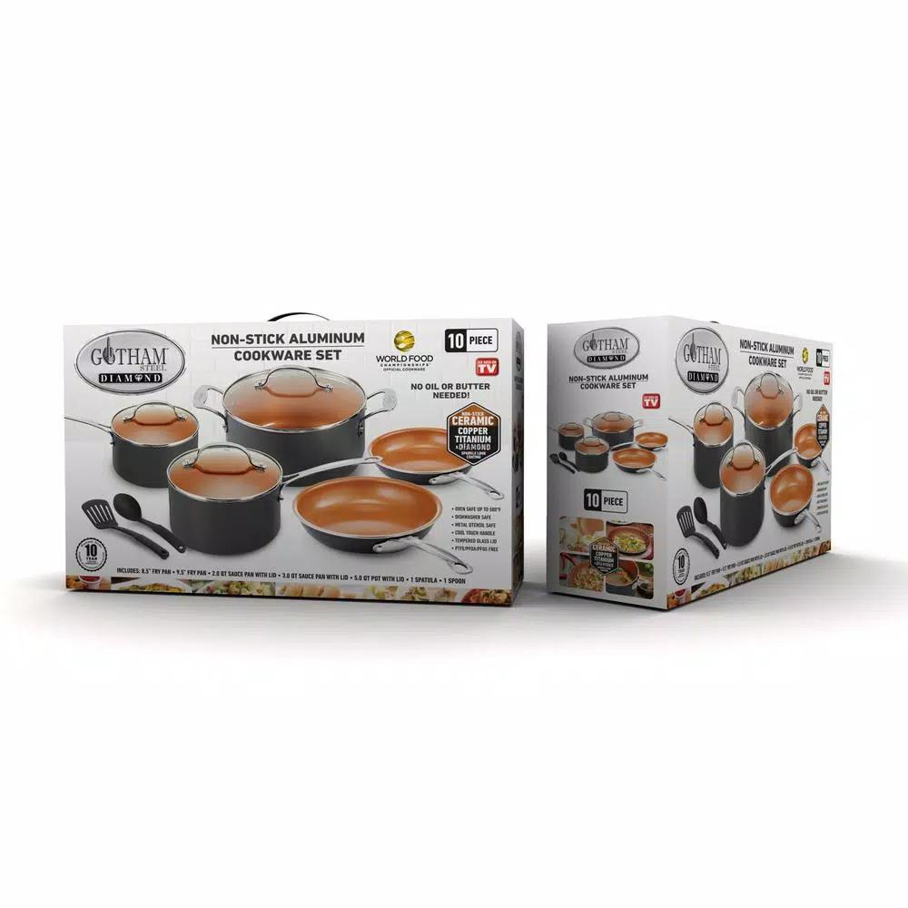 Gotham Steel 10-Piece Ti-Ceramic Nonstick Cookware Set with Utensils