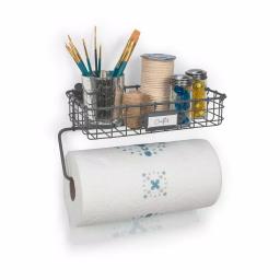 Spectrum Vintage Living Wall Mount Basket with Paper Towel Holder, Industrial Gray Steel thumbnail 2