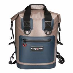 Camp-Zero Premium 17.2 Qt Soft-Side Backpack Cooler Bag, Beige and Blue thumbnail 1