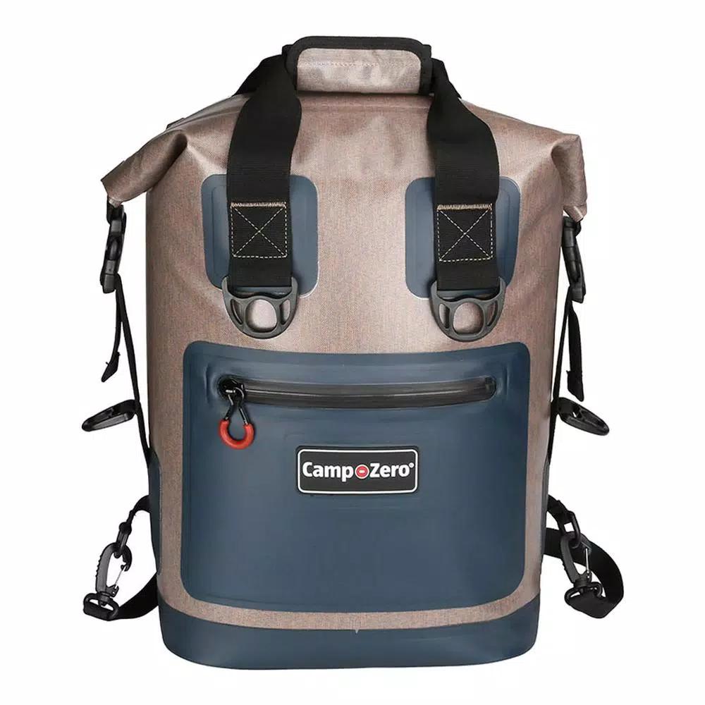 Camp-Zero Premium 17.2 Qt Soft-Side Backpack Cooler Bag, Beige and Blue