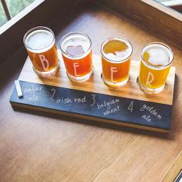 Cathy's Concepts Bamboo and Slate Craft Beer Tasting Flight Set with 4 Engraved 5.5 oz. Taster Glasses thumbnail 5