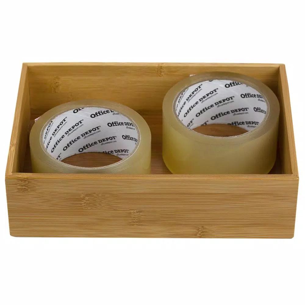 Unbranded Natural Bamboo Drawer Organizer - Rustic Wooden Storage Box for Office, Kitchen, and Bathroom