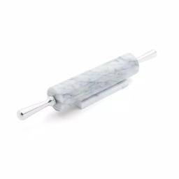 Fox Run White Marble Rolling Pin with Aluminum Handles and Marble Base thumbnail 1