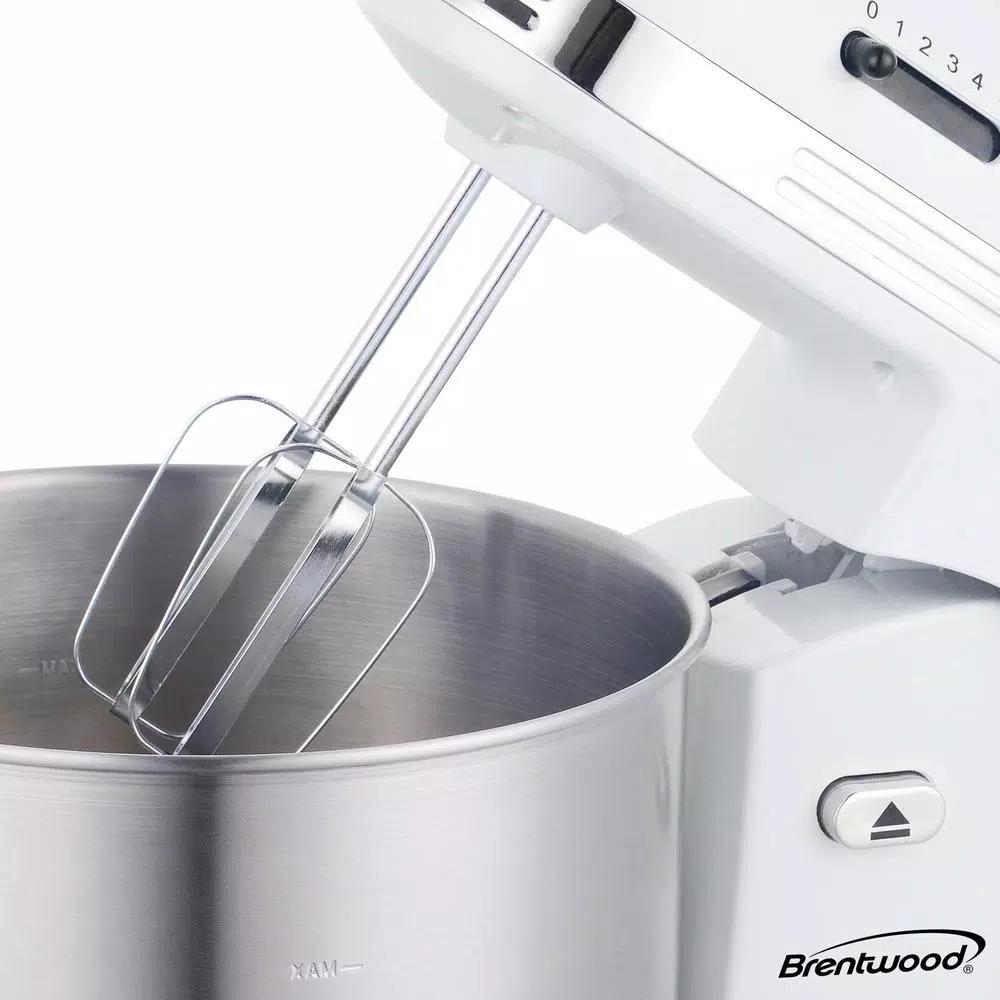 Brentwood Appliances Brentwood 5-Speed Stand Mixer with 3-Quart Stainless Steel Mixing Bowl, White