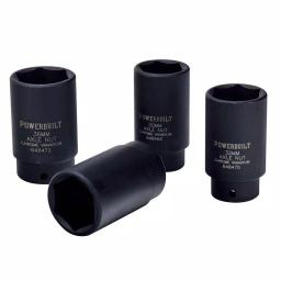 Powerbuilt Axle Nut Socket Kit, 4-Piece Impact Rated Chrome Vanadium Set thumbnail 2