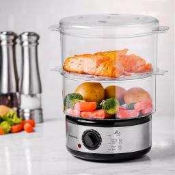 Ovente 2-Tier Electric Food Steamer, 5-Quart Capacity, 400W, Silver thumbnail 6