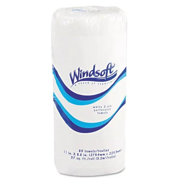 Windsoft Premium 2-Ply Kitchen Roll Towels, White, 85 Sheets per Roll, 30 Rolls per Carton