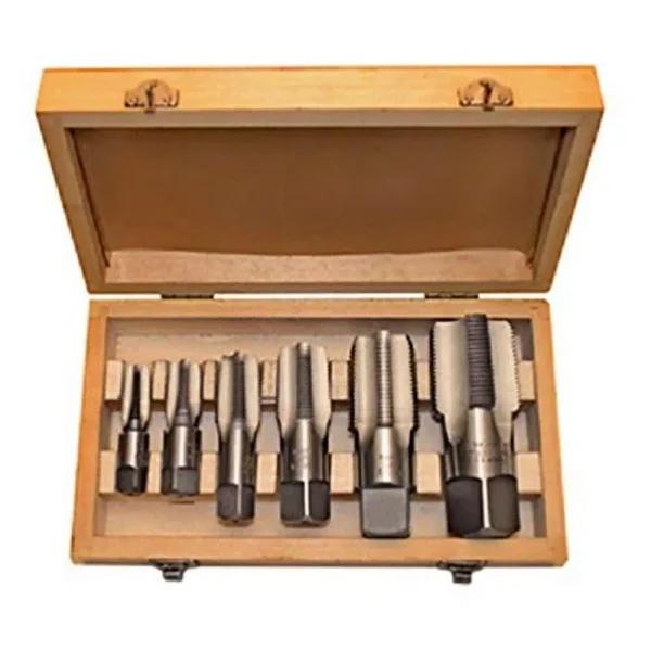 Alfa Tools 6-Piece High Carbon Steel NPT Pipe Tap Set in Wood Case