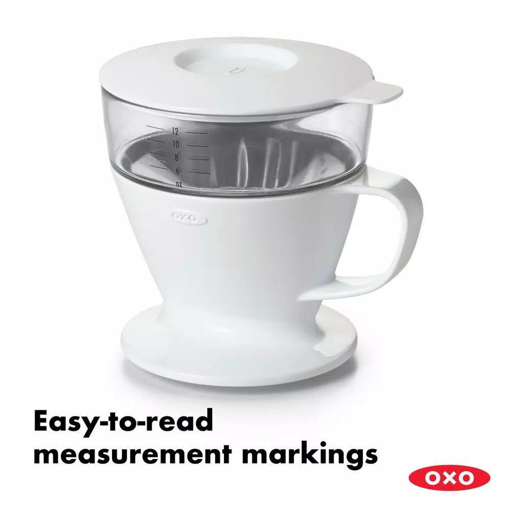 OXO Good Grips 1.5-Cup Pour-Over Coffee Maker with Water Tank, White