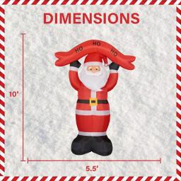 Fraser Hill Farm 10 ft. Santa Claus Inflatable with HO HO HO Sign and White Lights thumbnail 3