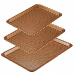 Ayesha Curry Nonstick Cookie Pan Set, 3-Piece Copper Steel Bakeware thumbnail 1