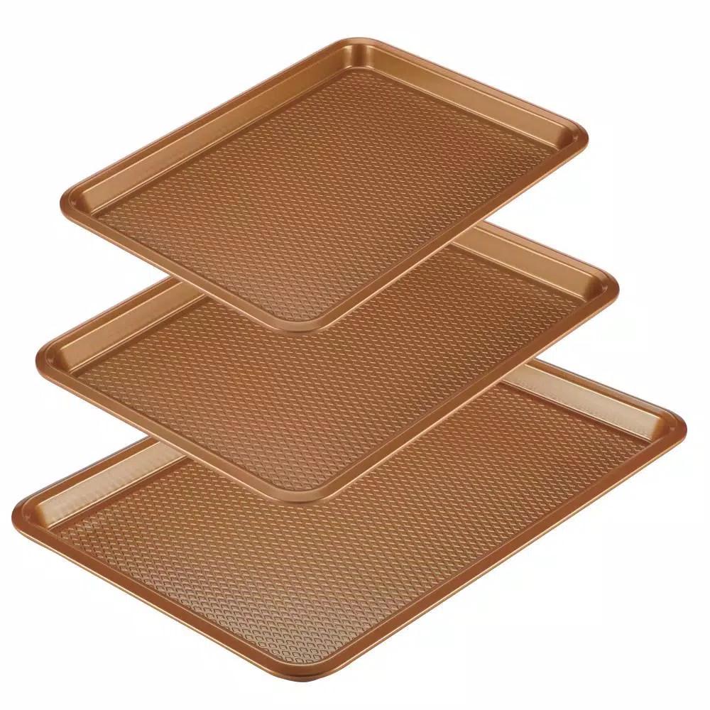 Ayesha Curry Nonstick Cookie Pan Set, 3-Piece Copper Steel Bakeware