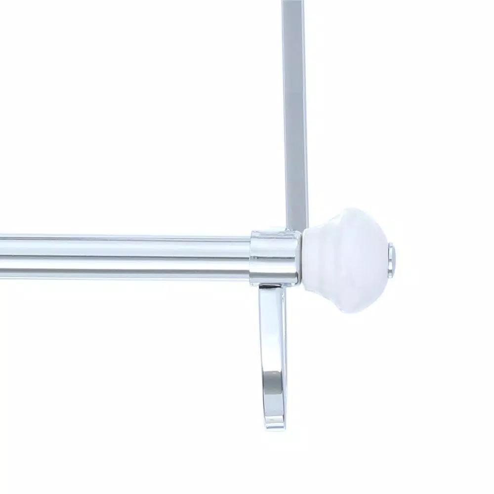 interDesign York Over Shower Door Towel Rack, 3-Bar Stainless Steel Organizer in White and Chrome
