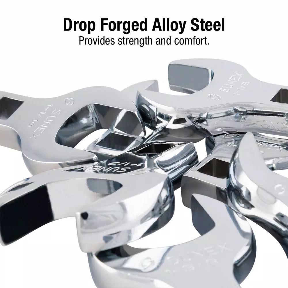 SUNEX TOOLS SUNEXPRESS 7-Piece Crowfoot Wrench Set, SAE, Alloy Steel