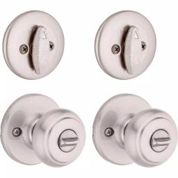 Kwikset Cove Satin Nickel Single-Cylinder Deadbolt and Keyed Entry Knob Combo Pack (2-Pack) thumbnail 2