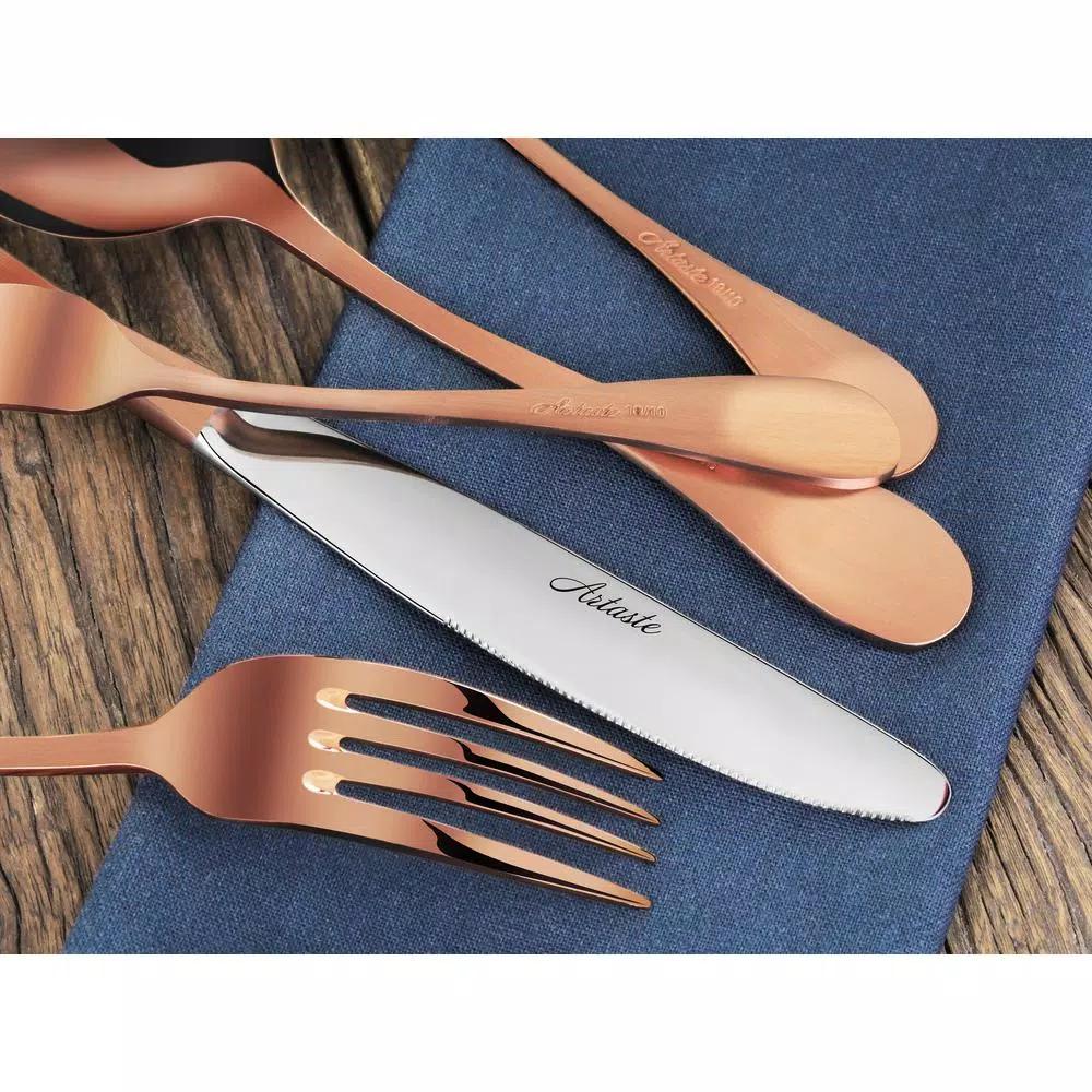 Artaste Rain 20-Piece 18/10 Stainless Steel Flatware Set, Antique Copper Finish, Service for 4