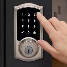 Kwikset Premis Touchscreen Smart Lock Satin Nickel Single Cylinder Deadbolt with Tustin Lever thumbnail 4