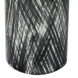 Benjara Black and White Ceramic Lidded Ginger Jar with Criss Cross Pattern and Gold Lid thumbnail 2