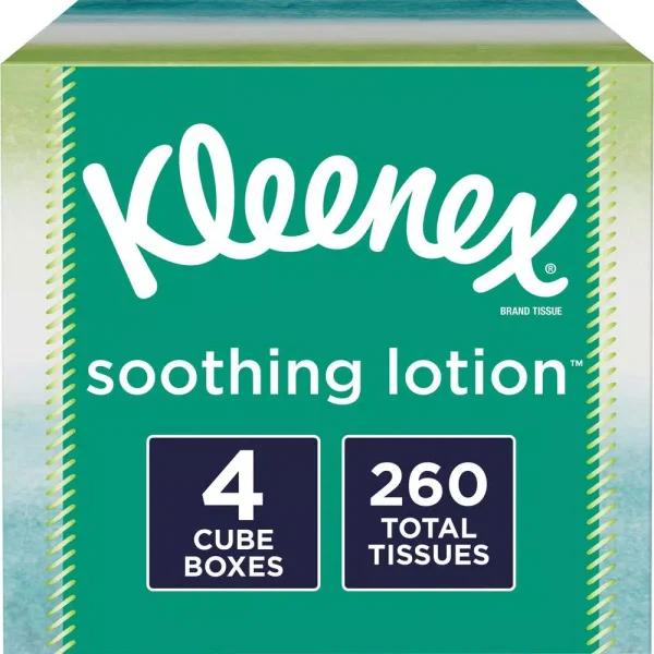 Kleenex Soothing Lotion Facial Tissues, 3-Ply with Aloe Vera and Vitamin E, 65-Count Box