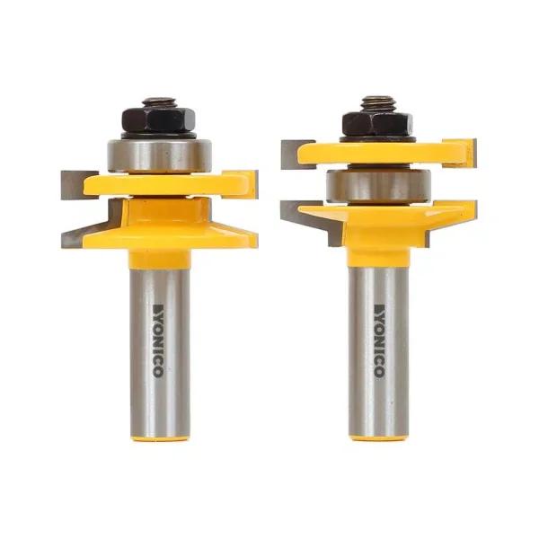 Yonico 2-Piece Rail and Stile Bevel Router Bit Set, 1/2 in. Shank, Carbide Tipped