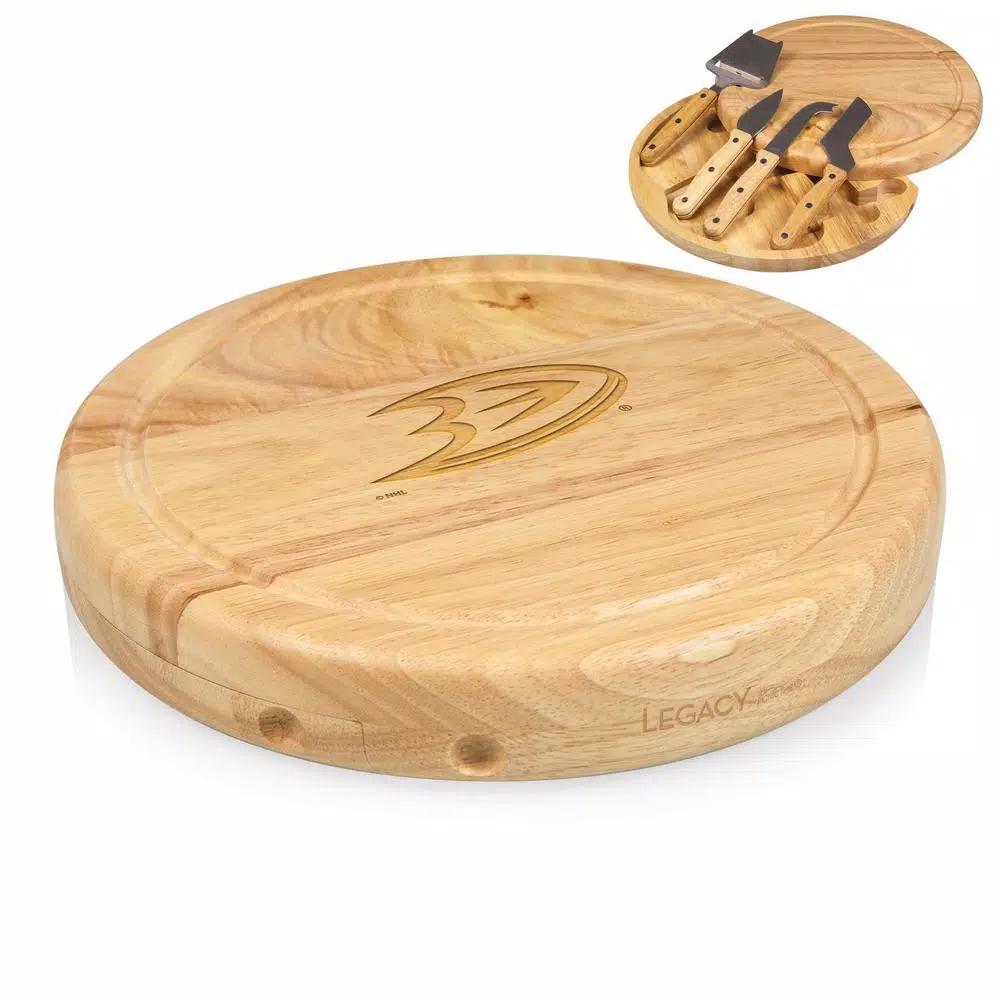 Picnic Time Circo Rubberwood Cheese Board and 4-Piece Stainless Steel Tool Set