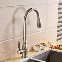 Vanity Art Chrome Single-Handle Pull-Down Kitchen Faucet with 360 Degree Swivel Spout thumbnail 2