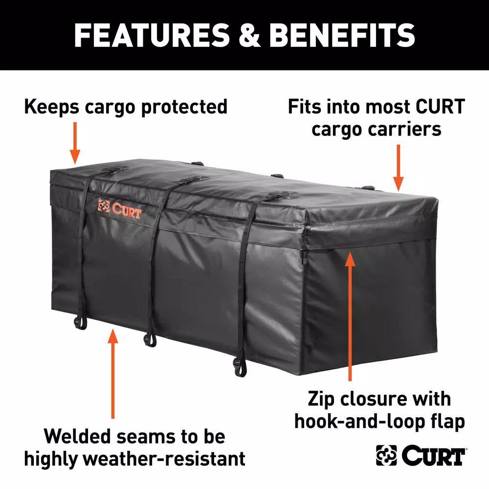 CURT 56" x 22" x 21" Water Resistant Hitch Cargo Bag, 15 cu. ft. Storage