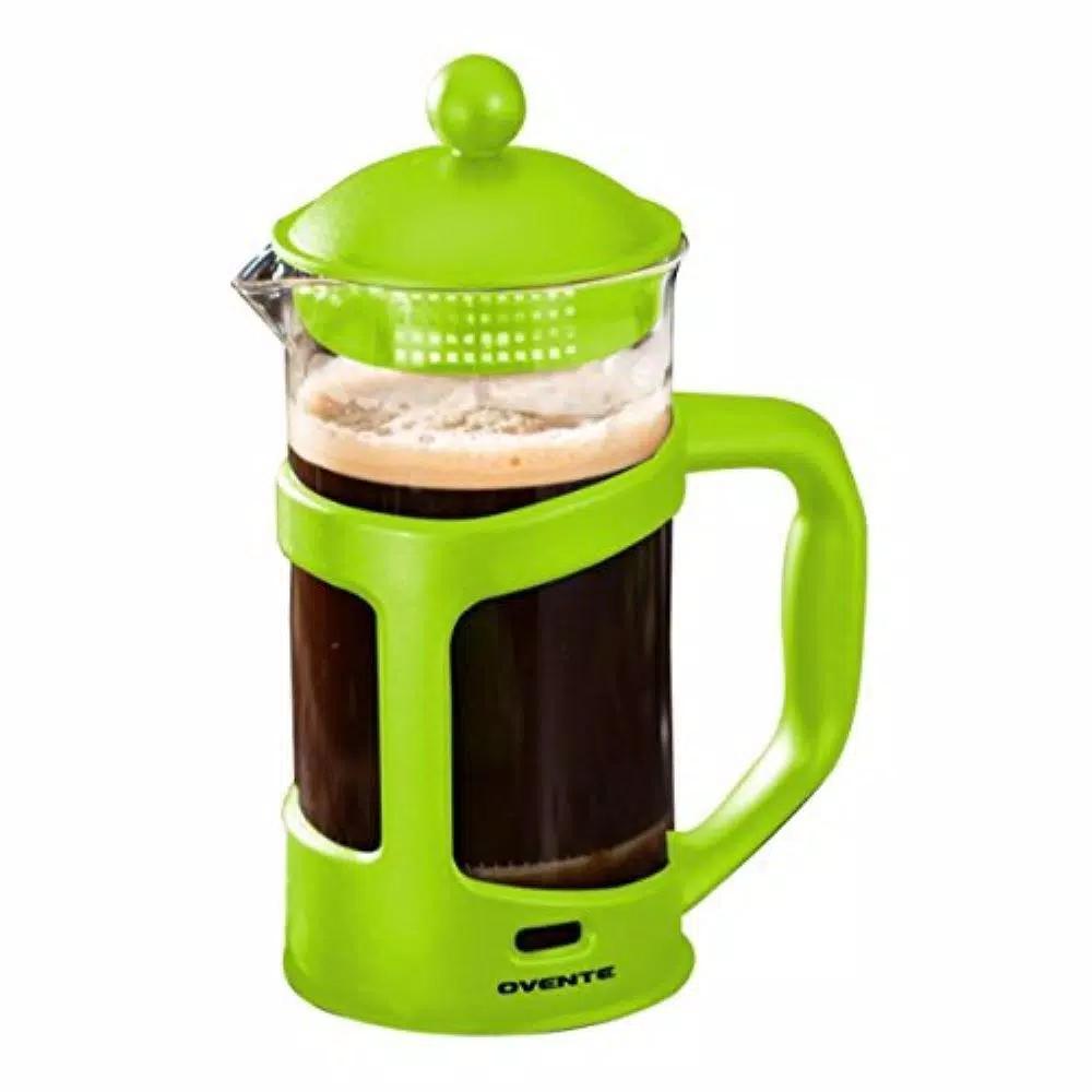 Ovente 8-Cup Green French Press - Heat-Resistant Borosilicate Glass Coffee and Tea Maker with Measuring Scoop