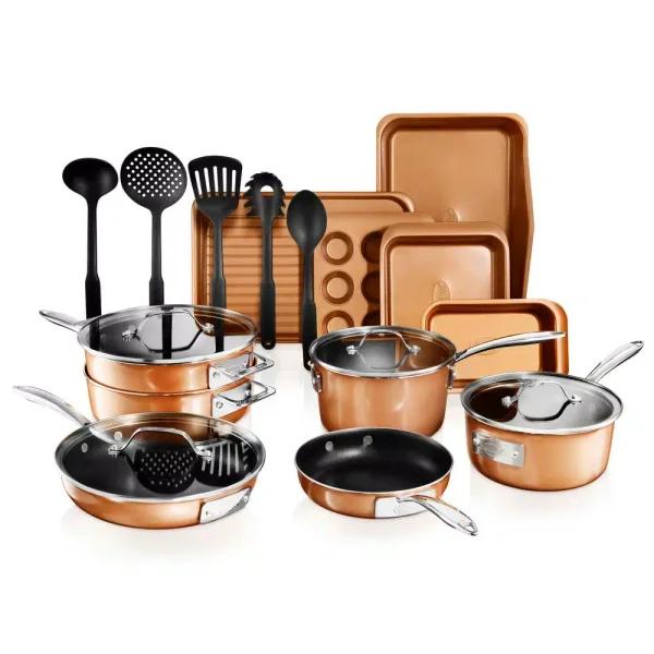 Gotham Steel StackMaster 21-Piece Aluminum Nonstick Cookware and Bakeware Set, Copper
