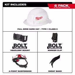 Milwaukee BOLT White Type 1 Class E Full Brim Hard Hat (6-Pack) thumbnail 3