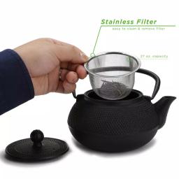 Mind Reader 3.3-Cup Black Japanese Style Cast Iron Tetsubin Tea Pot with Infuser thumbnail 2