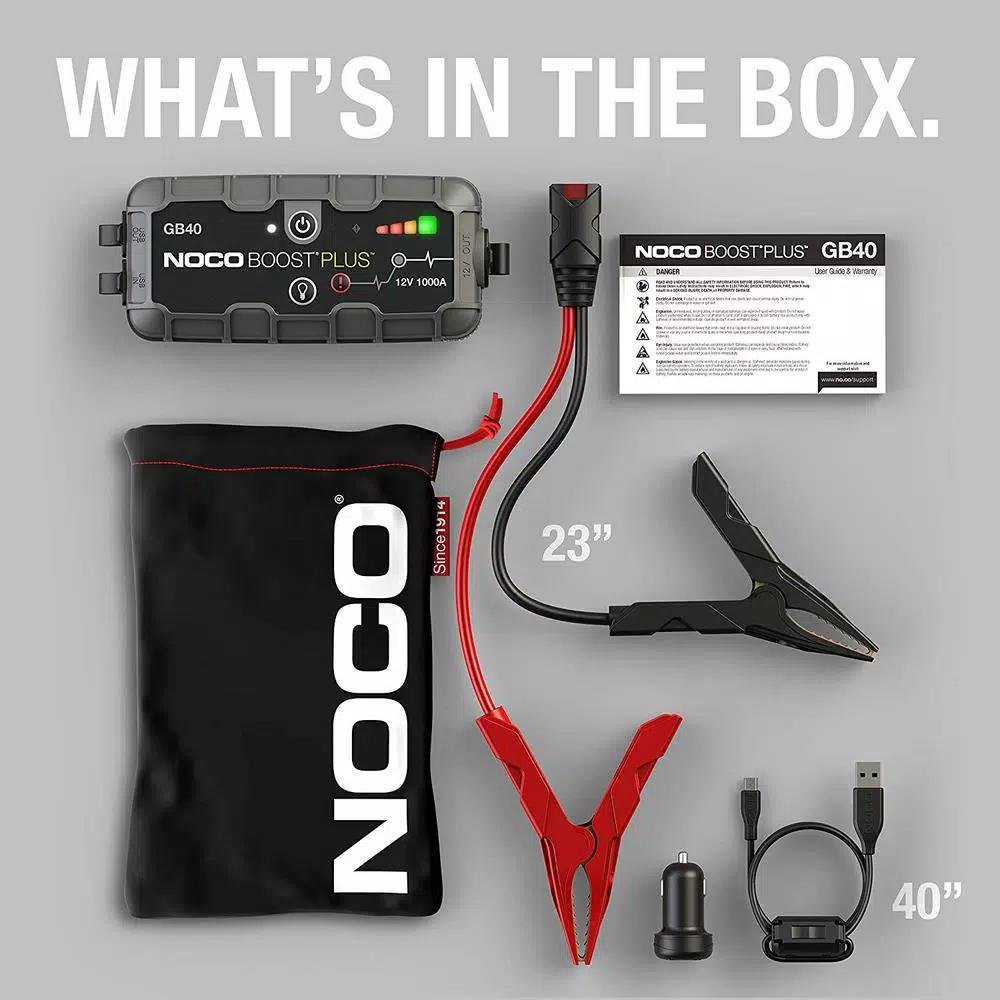 NOCO GB40 1000 Amp 12V UltraSafe Lithium Jump Starter for Up to 6L Gas and 3L Diesel Engines