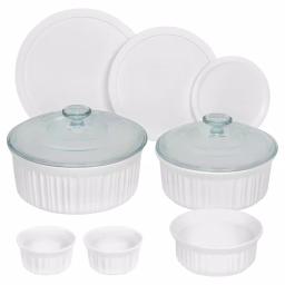 Corningware French White 10-Piece Ceramic Bakeware Set with Lids thumbnail 1